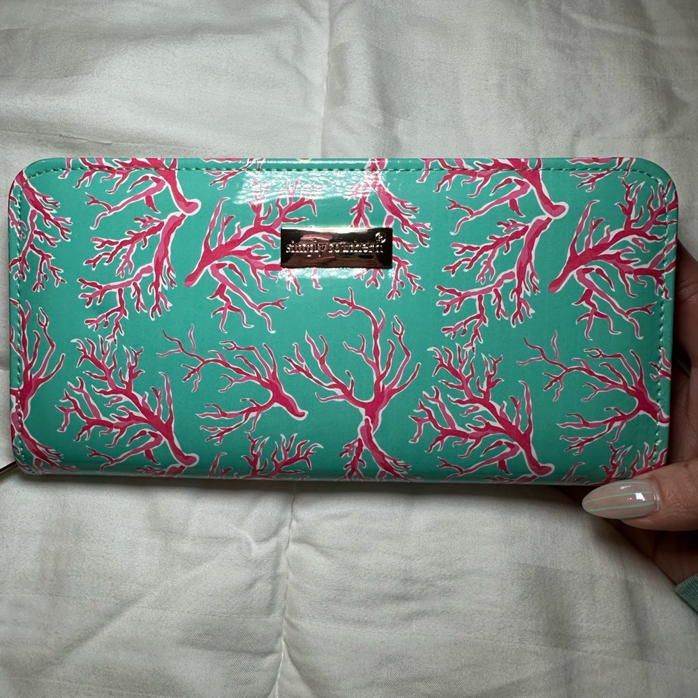 Simply Southern Turquoise Wallet with Pink Coral Print
